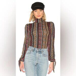 Free People Donatella Paisley Turtleneck Boho Top. Size M.